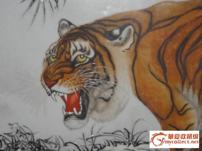 民国吴慰堂作威震八方瓷板画_民国吴慰堂作