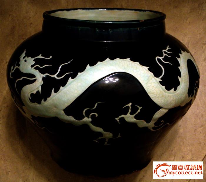 扬洲博物馆镇馆之宝元深蓝釉龙纹大罐,来自藏