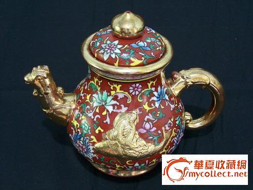 明代彩釉溜金紫砂壶--随评估价。_明代彩釉溜