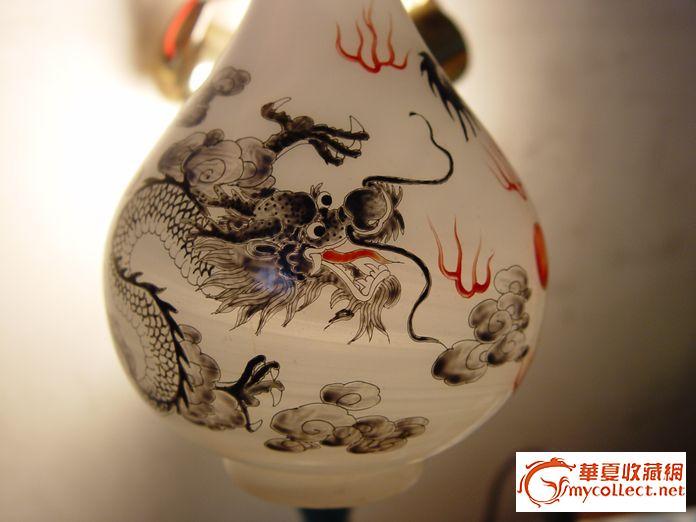 龙*料器龙纹玉壶春彩瓶_龙*料器龙纹玉壶春彩