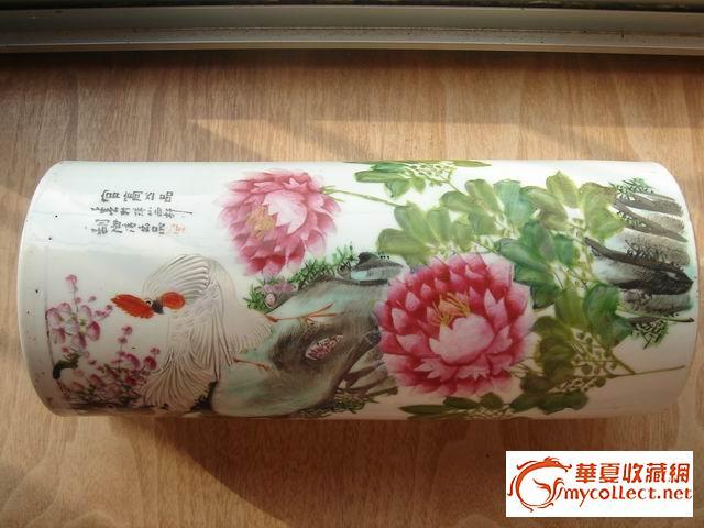 民国精品瓷高官一品雄鸡帽筒一只画工一流鸡图