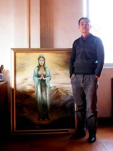 赵松青美女观音油画-价60万元 非卖品 ._赵松青