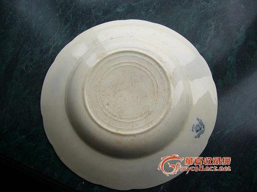 大瓷盘,正面印有花纹,反面印有英文印章_大瓷
