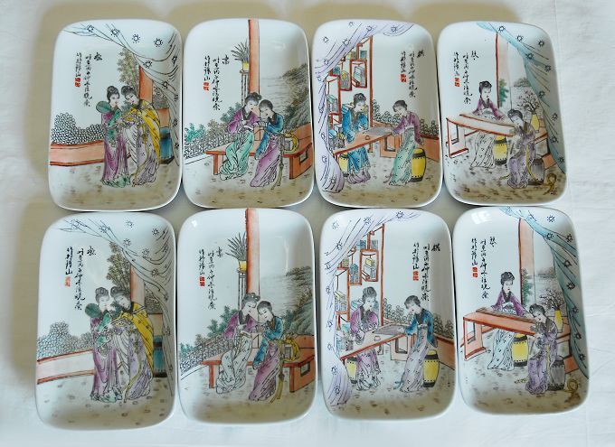 两套汪晓棠琴棋书画瓷盘<em>姐妹</em>花,<em>洪</em>宪瓷,请品评