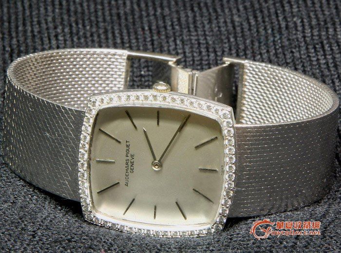 AP爱彼全白金镶钻手动上链古董腕表_AP爱彼