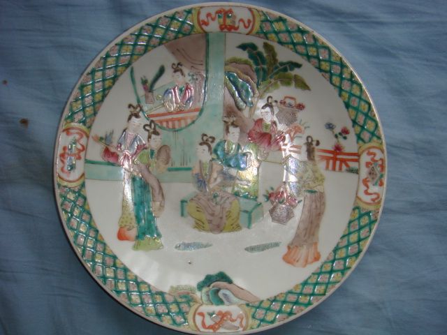 清 五彩<em>七仙女</em>摘蟠桃盘_清 五彩<em>七仙女</em>摘蟠桃