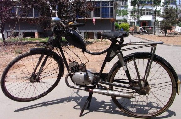 建国第一代燃油两用脚踏自行车_建国第一代燃