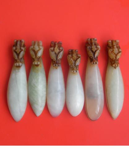 三对玉如意,来自藏友醉玉石-玉石-和田-藏品鉴