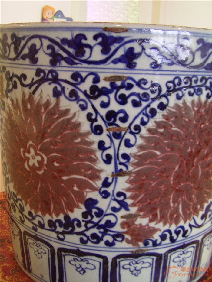 元青花釉里红画缸