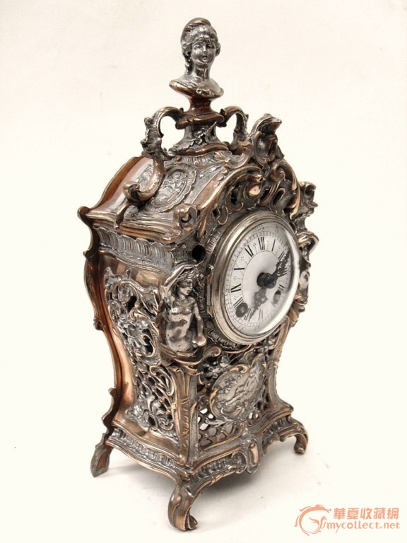 十九世纪末法国洛可可风格镀银铜钟_十九世纪
