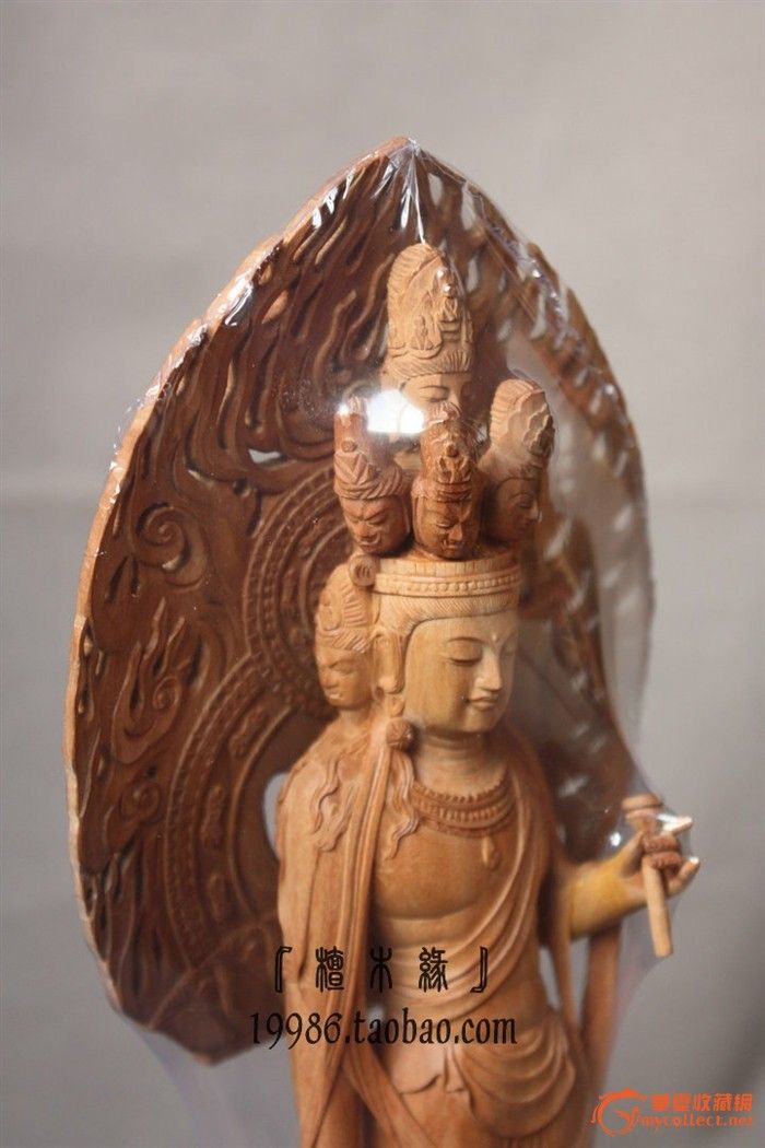 老山檀香细雕 多头观音 印度老山檀香木雕工艺