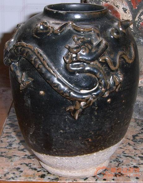 黑釉堆塑小罐,来自藏友新桂系-陶瓷-明清-藏品