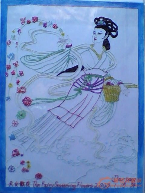 彩色剪纸《天女散花》