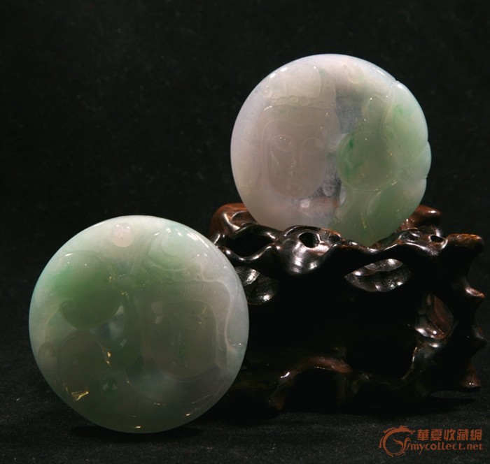 玉器人物类秀宝翡翠观音头像对牌