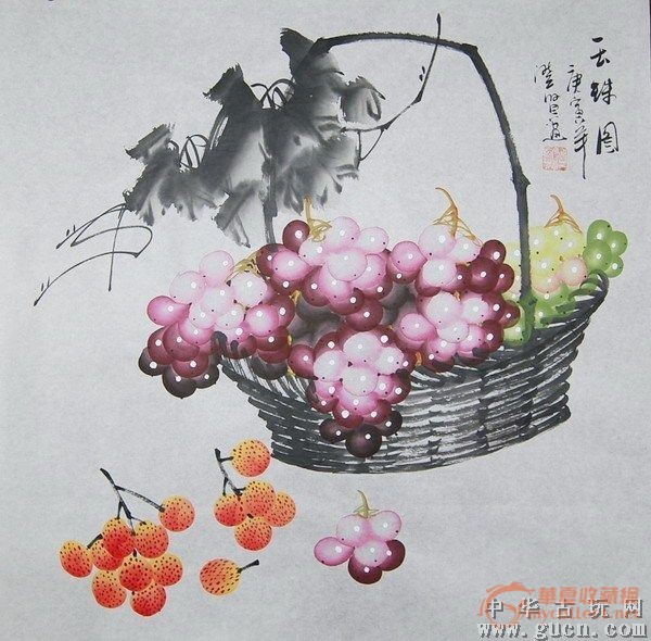 68x68cm精品国画-葡萄---硕果累累