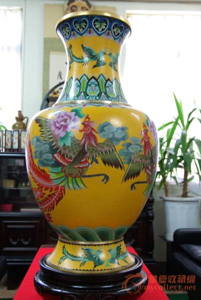 掐丝珐琅大瓶---黄凤凰,来自藏友海外七宝-杂项