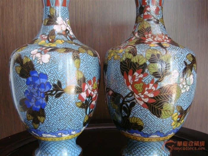 民国铜胎掐丝珐琅彩一对._民国铜胎掐丝珐琅彩一对.鉴定_来自藏友ahfyccc_杂项鉴定_珐琅器杂项鉴定_古玩鉴定估价_华夏收藏网