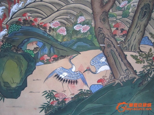 家传老水彩画《祝寿图》