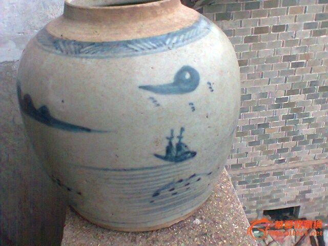 清中青花山水罐QQ1076595066_清中青花山水