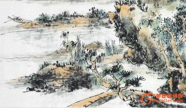 三尺整开山水《春有百花秋有月》_三尺整开山