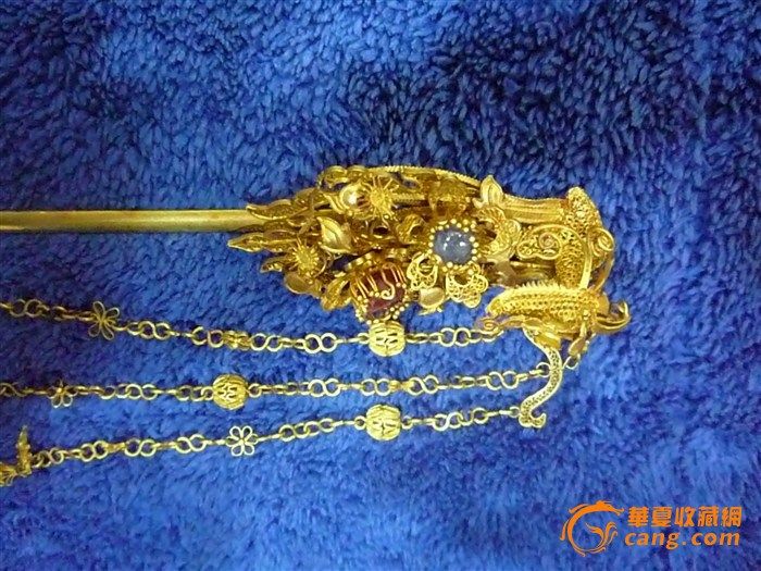 代纯金掐丝嵌宝石簪子010-52421259 捡漏网_