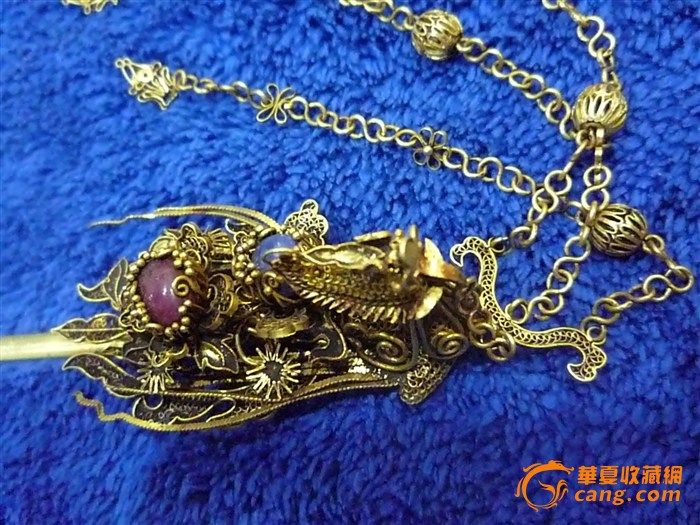 代纯金掐丝嵌宝石簪子010-52421259 捡漏网_