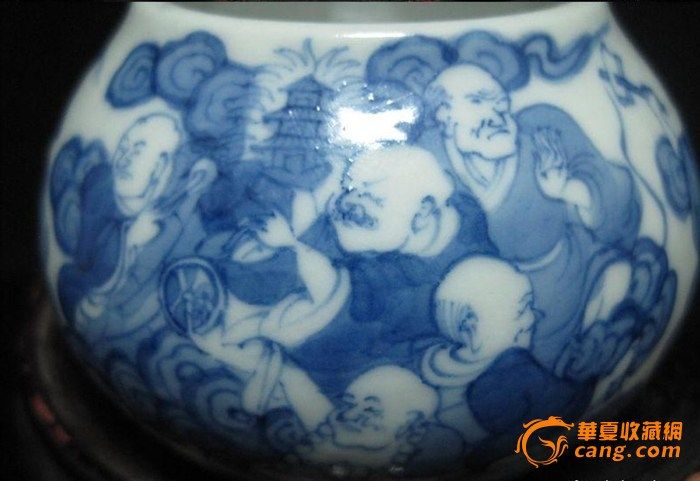 清· 十八罗汉青花 水盂 水呈,来自藏友醉卧逍遥