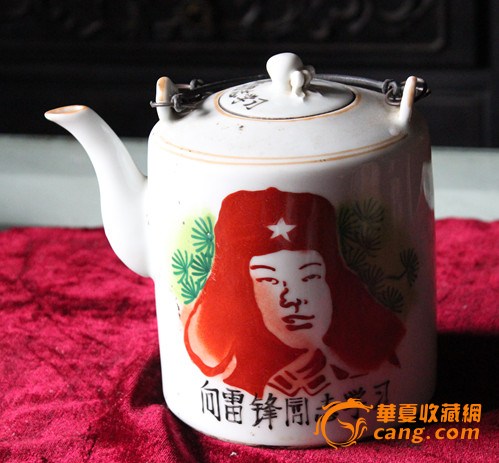 陕西古玩玉器:文革手提壶一把,手工画,一口价5