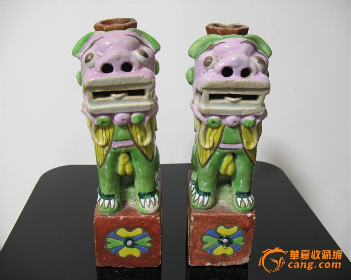 民国狮子粉彩烛台。,来自藏友雨月江渚-陶瓷-明