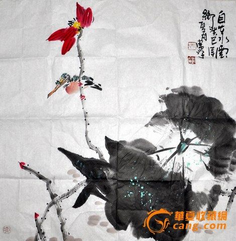 荷花翠鸟图------柳常学先生花鸟,来自藏友杨希乾-字画-其它-藏品