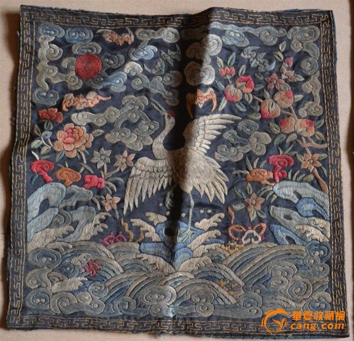 清代文官一品仙鹤补子一块,来自藏友大鸟儿-杂