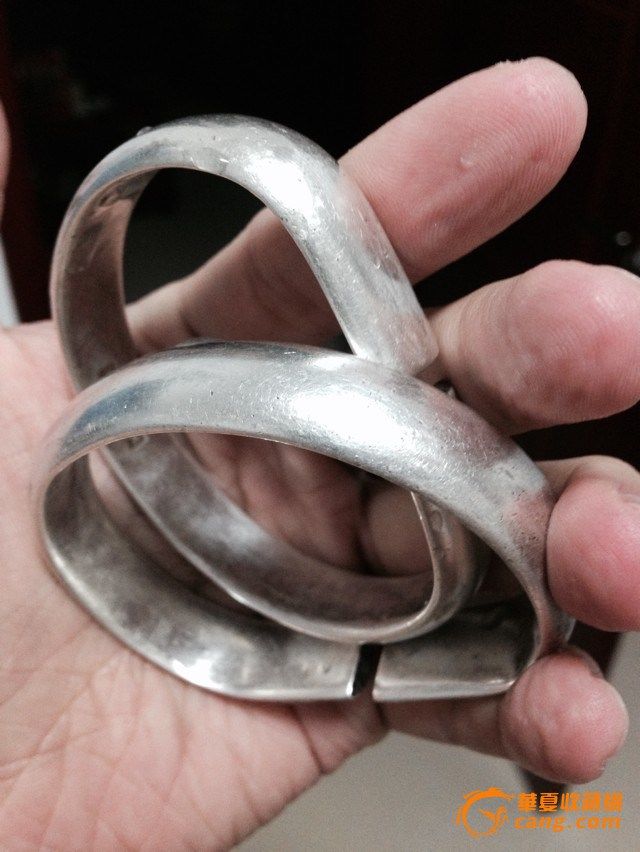 清代足银手镯180克一对_清代足银手镯180克一