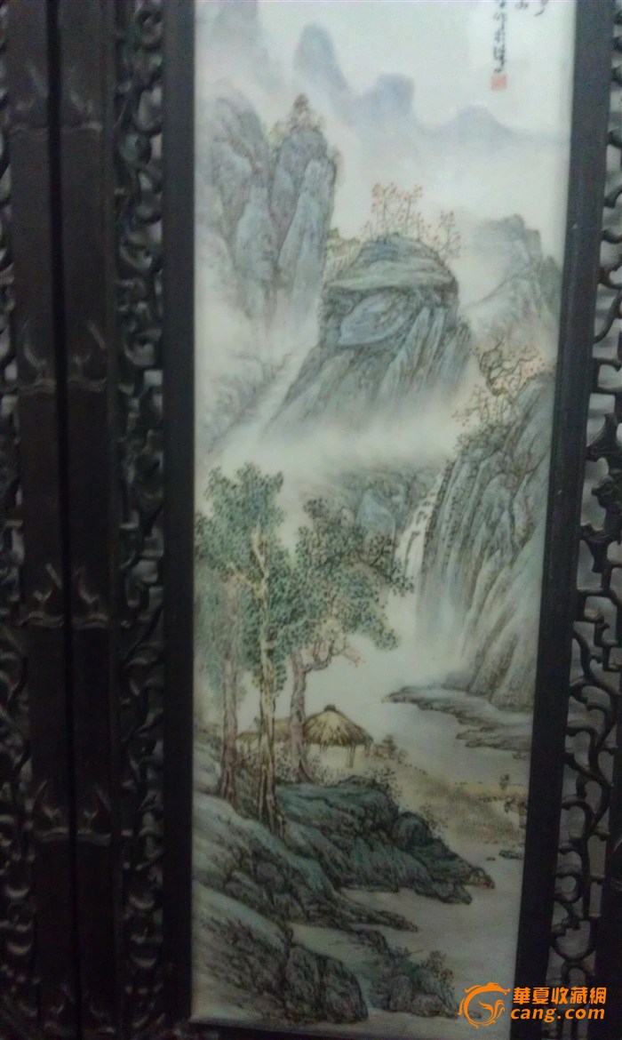 珠山八友汪野亭山水瓷板画
