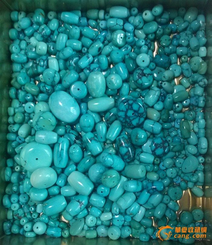 天然原矿A货绿松石珠串(无任何优化)