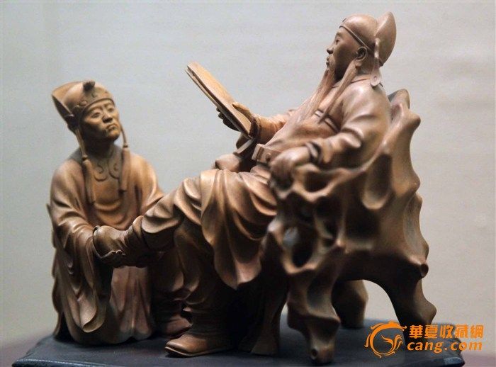 现代张始周黄杨木雕《高力士脱靴》_现代张始