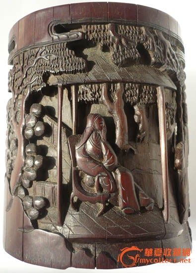 杜士元款竹笔筒 尺寸:高:15.8 直径:12.