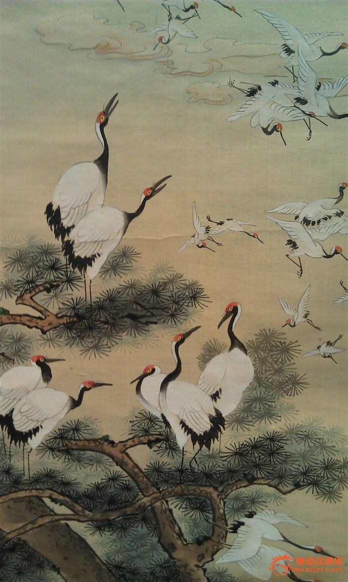 百鹤图,的仙鹤水墨画,大千松鹤图_大山谷图库