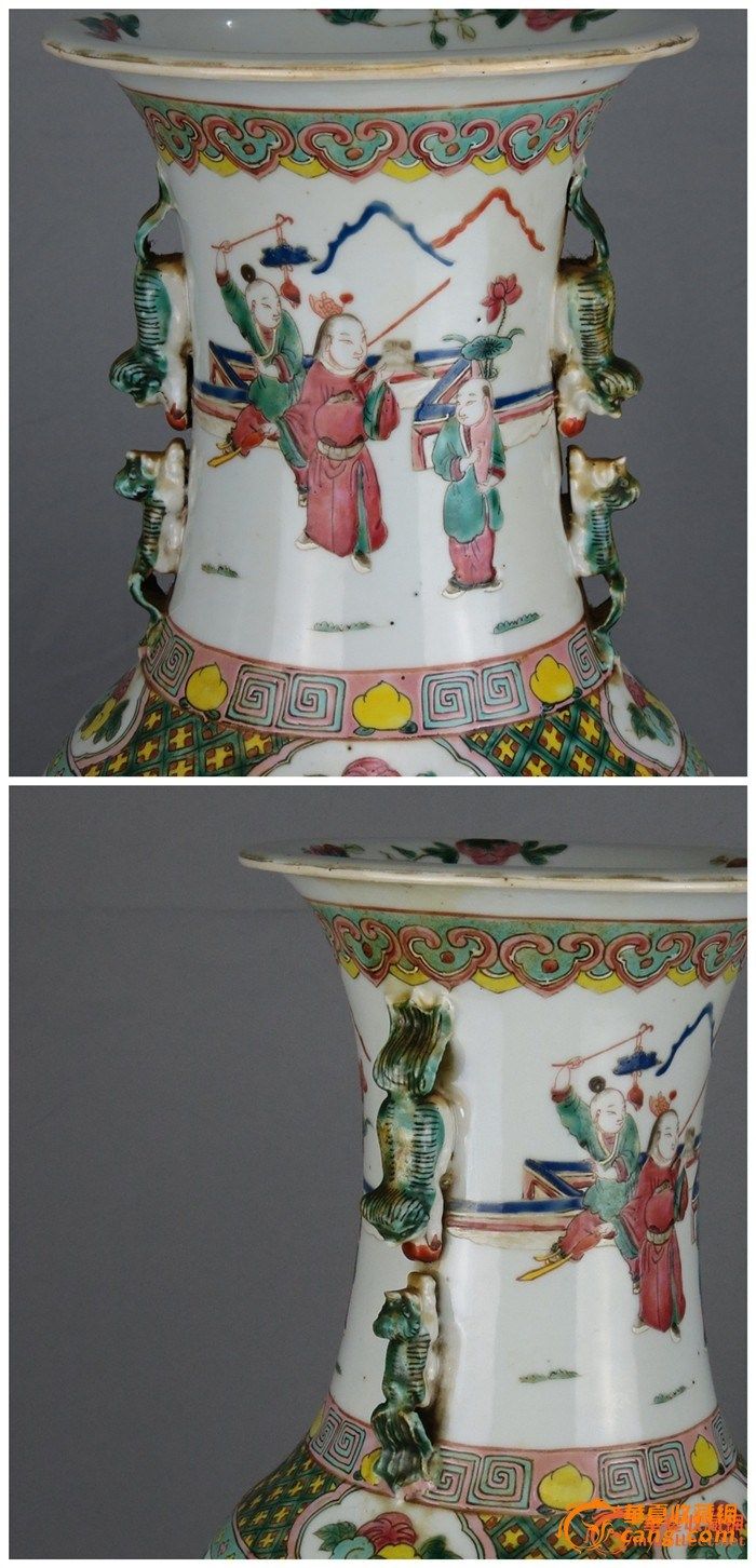 300件 晚清粉彩 麒麟送子大瓶
